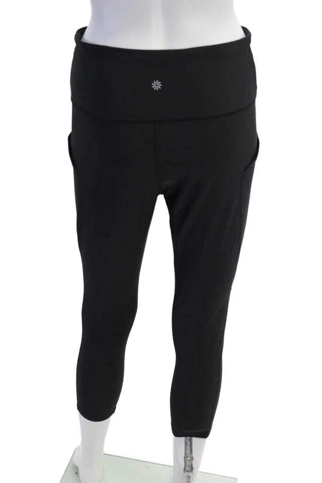 Leggings de mujer Athleta de cintura alta negros lisos talla L Foto 3 de 4