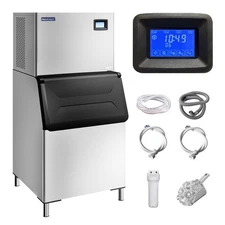 800lbs/24H Ice Maker (Commercial): 1201W SECOP Compressor + Large Storage Bin