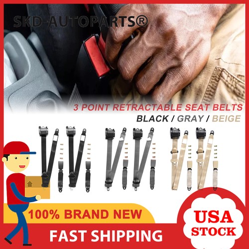 2x Retractable 3 Point Safety Seat Belt Straps Car Botswana