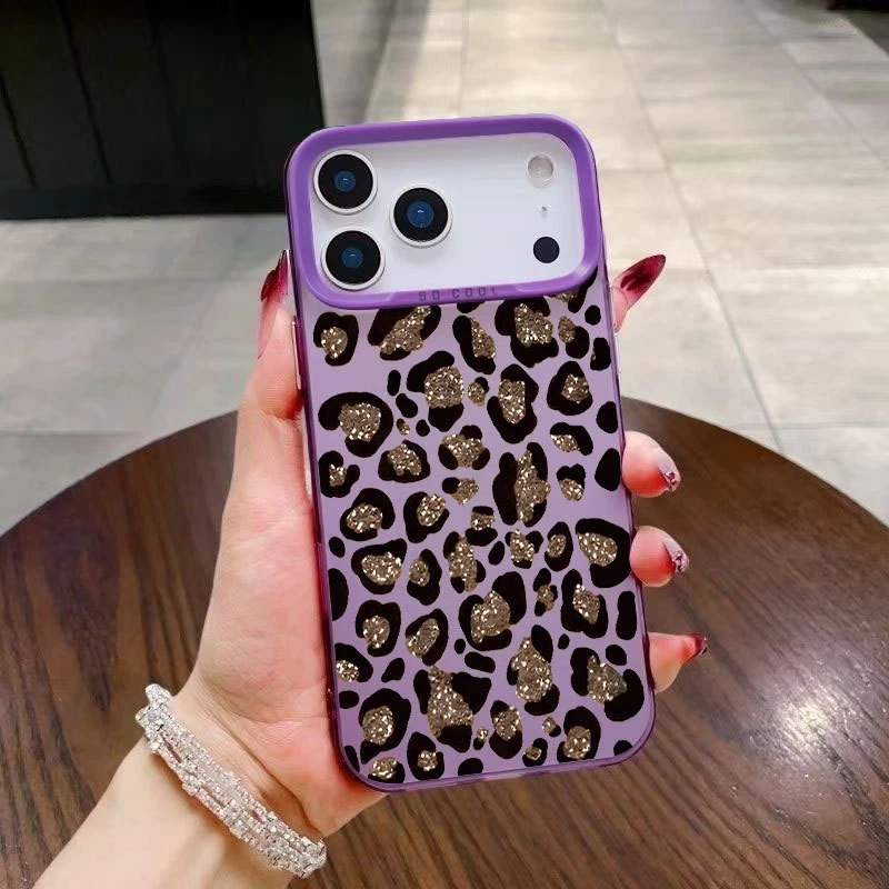 For iPhone 17 Air 17 16 Pro Max 15 14 13 12 11 XR Phone Case Shiny Leopard Print - Image 4 of 4