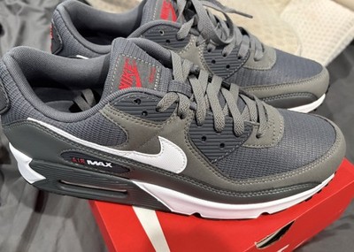 Nike Air Max 90 J22 Iron Grey/white University Red Gris Fer/blanc size 10 men's 