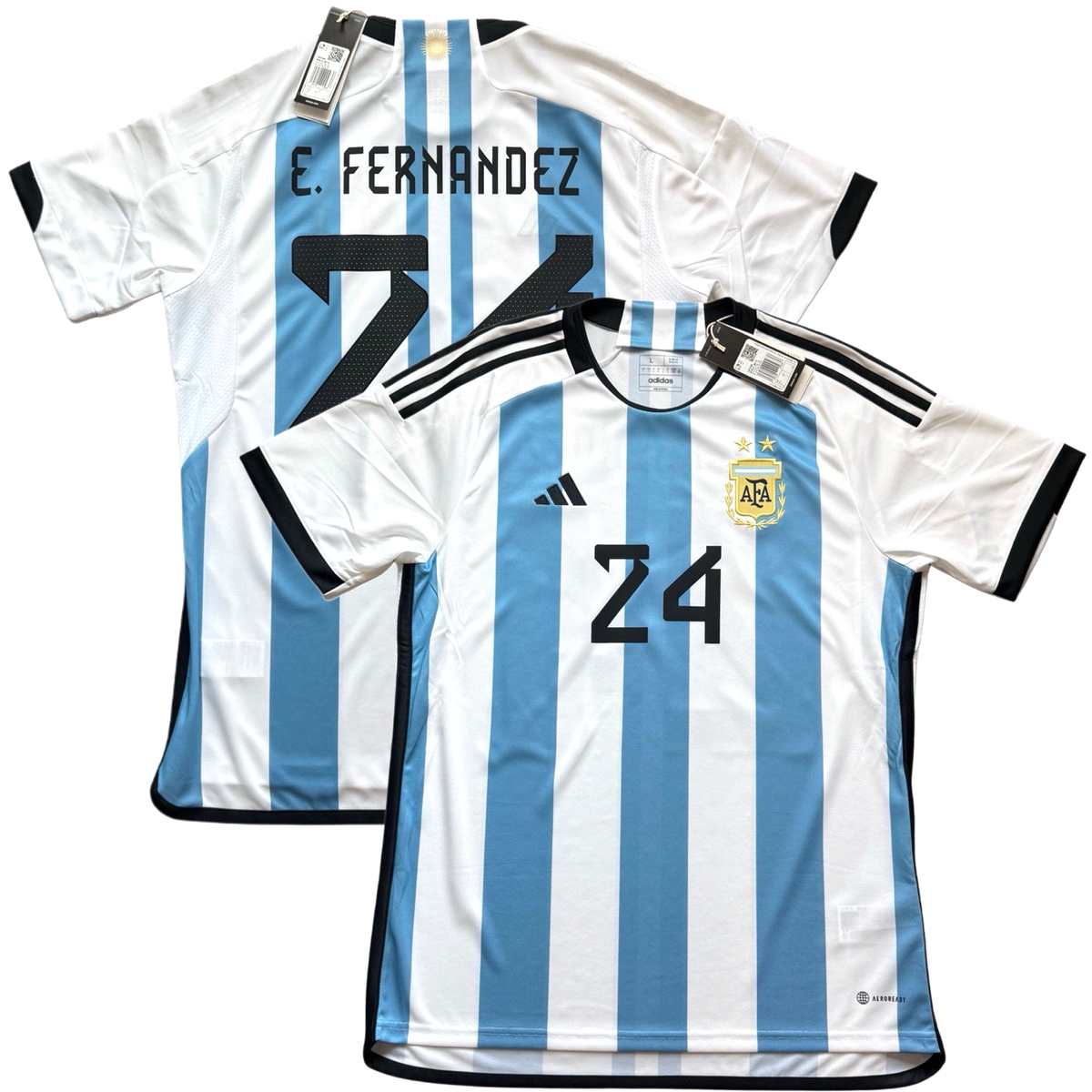 2022 Argentina Home Jersey #24 E. Fernandez Large adidas World Cup