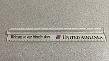 Vintage UNITED AIRLINES Welcome To Our Friendly Skies Magnifying 12” 30cm Ruler