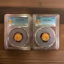 (2) 1929 $2.50 PCGS MS64 Gold Indian Quarter Eagles