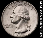 1936 Silver Washington Quarter - Scarce  High Grade  Lustrous  #i7620