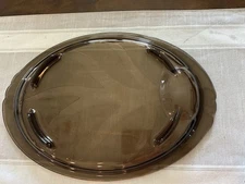 Pyrex Oval Tree Of Life Meat Food Platter Amber Color Footed Vintage Made in USA