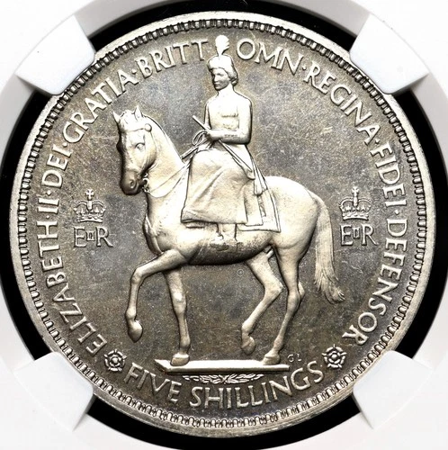 GREAT BRITAIN. 1953 Elizabeth II Coronation Proof Crown, NGC PF65+ CAMEO