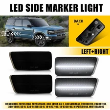 4Pcs Lens Smoked Side Marker LED Lights For 2021-2023 Ford Bronco Sport