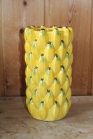 Blumenvase Aus Keramik Mit Bananen-Dekor, H 22,5 Cm, Durchmesser 12 Cm, Vase