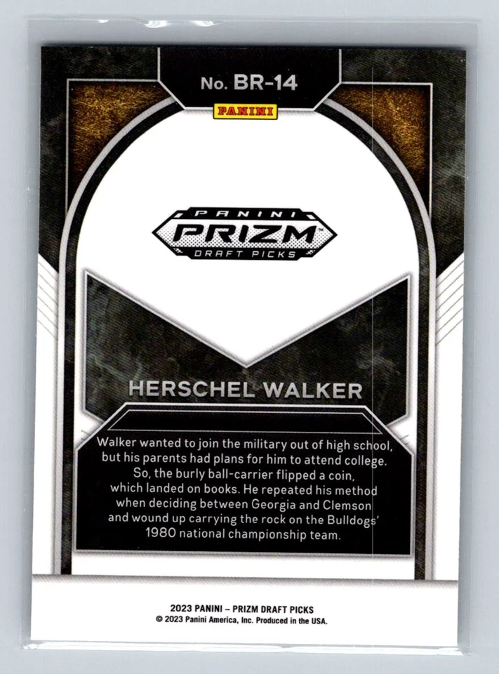 Herschel Walker 2023 Panini Prizm Draft Picks Brilliance #BR-14 Georgia Bulldogs - Image 2 of 2