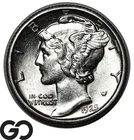 1925-S Mercury Dime, Very Lustrous White Choice BU++ Key Date, Scarce This Nice!