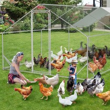 Large Metal Walk-in Chicken Coop Chicken Run Hen House Poultry Cage