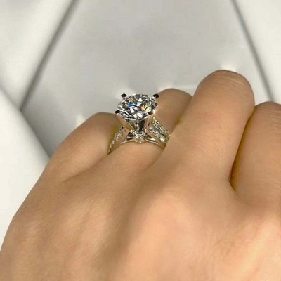 1.5Ct Lab Created Solitaire Round Cut Diamond Wedding Ring 14K White Gold Finish