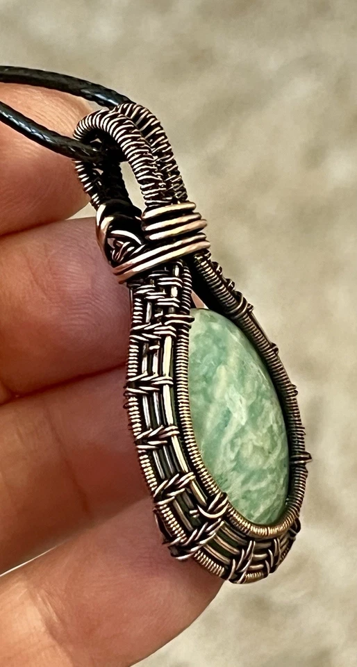 Амазонит ~ ручной работы медная проволока обернутый подвеска ювелирных изделий 1j - Изображение 2 из 4