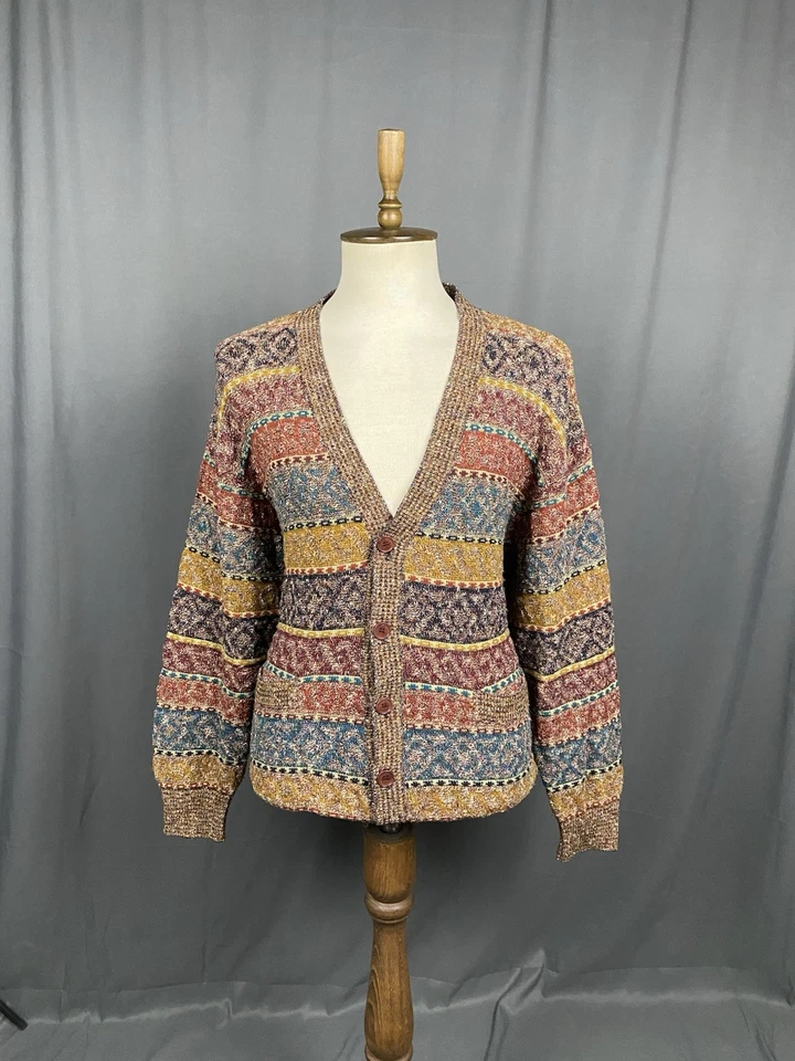 Suéter cárdigan de punto de lana multicolor Missoni vintage para hombre talla 52 - Imagen 3 de 4