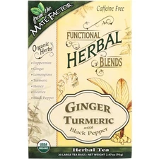 Mate Factor Ginger Turmeric With Black Pepper Herbal Tea 20 Bags