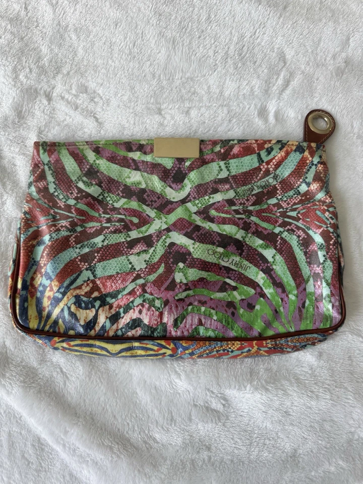 Bolso de Mano JIMMY CHOO Estampado de Pitón en Lona Recubierta con Bolsa para el Polvo y Certificado de Autenticidad Foto 2 de 4