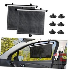 2PCS Car Window Shades for Baby, 17.72" 15.75" Retractable Roller Black Black