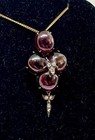 Georgian Garnet Rose Cut Diamond Fly Locket Pendant Necklace Antique Gold 1800 — photo 7