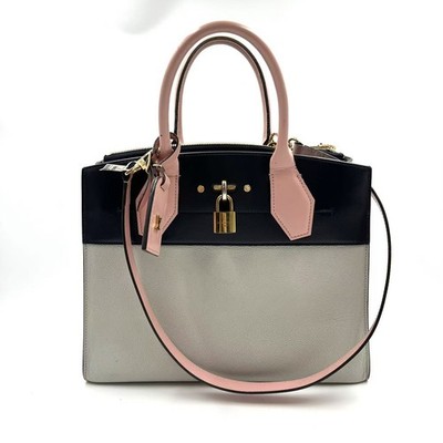 HJ Louis Vuitton Calfskin City Steamer Bag Pink 