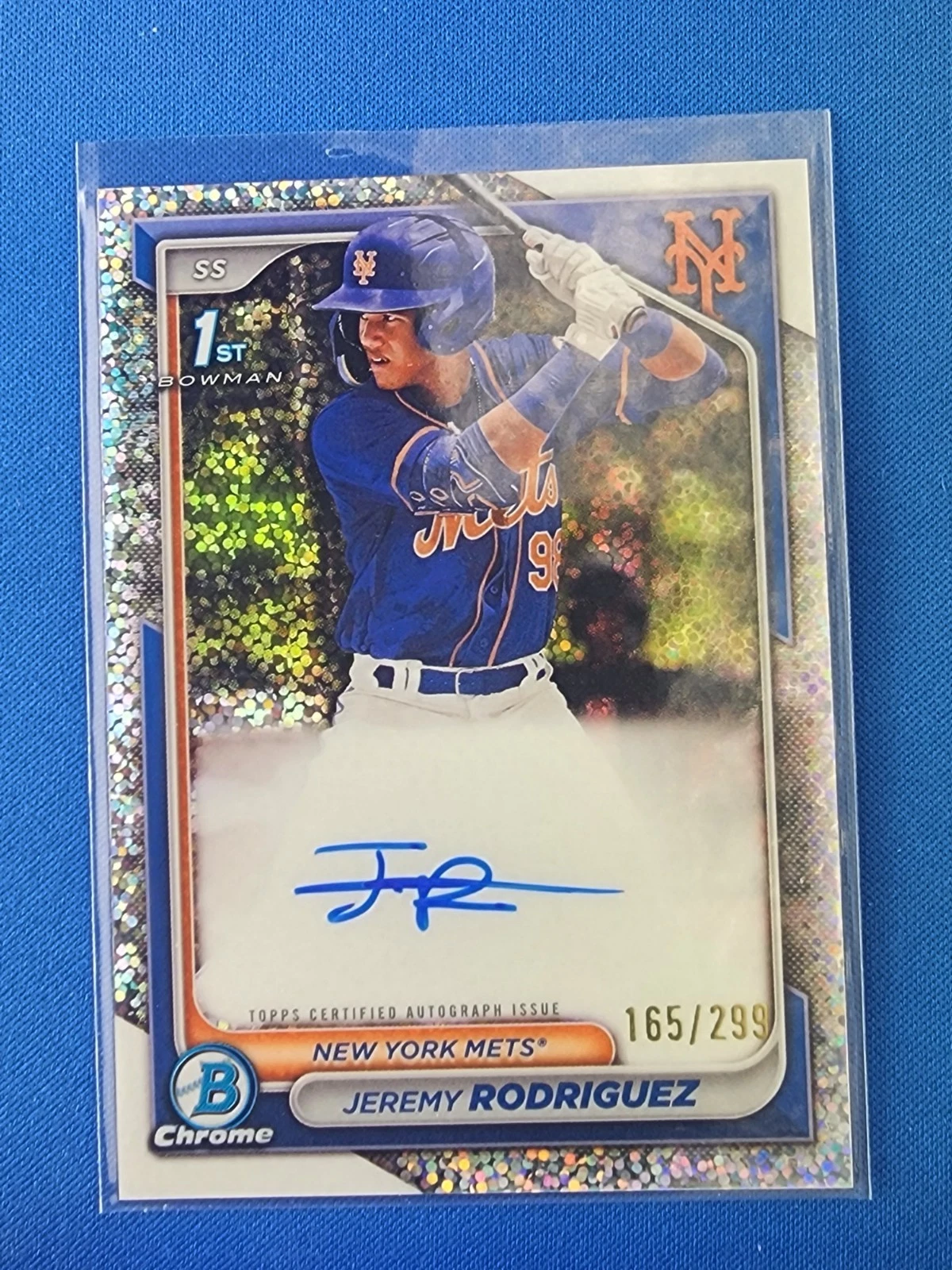 Jeremy Rodriguez 2024 1st Bowman Chrome CPA-JRZ Speckle Refractor Auto /299 Mets