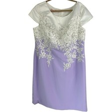 NWT JJ's House Lace Satin Lilac Sheath Scoop Knee-Length Dress Women Plus 18W