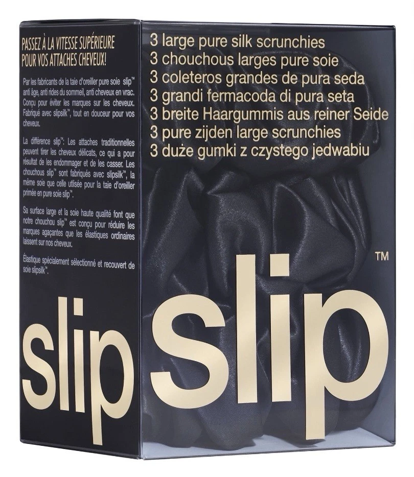 Slip Pure Silk Scrunchies Black Hair Ties Large 3 Pack Anti Crease New Sealed - Image 2 of 2