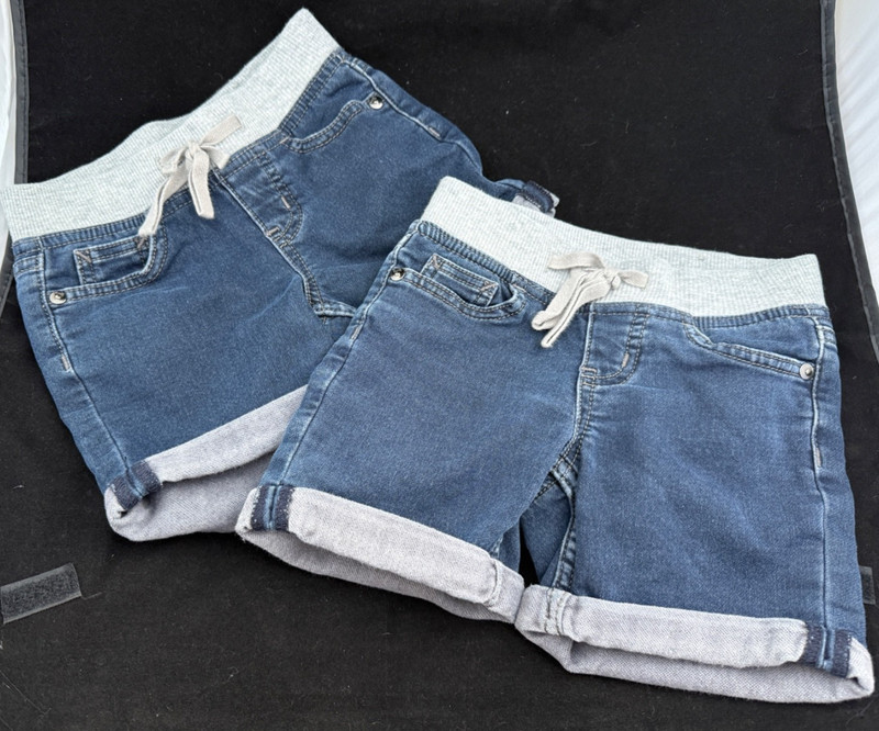 Set of 2  Elastic Waist Jean shorts,  Rolled Hem Girl's Size 7 Slim Justice