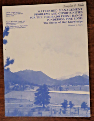 Watershed management problems and opportunities for the Colorado Front Range