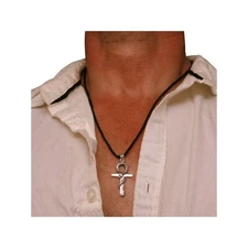 Egyptian Ankh & Snake Necklace for Men - Solid 925 Sterling Silver Cross Pendant