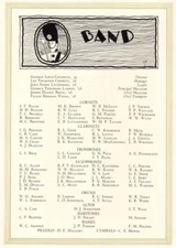 1926 Cornell University Cornellian Band Member List Page