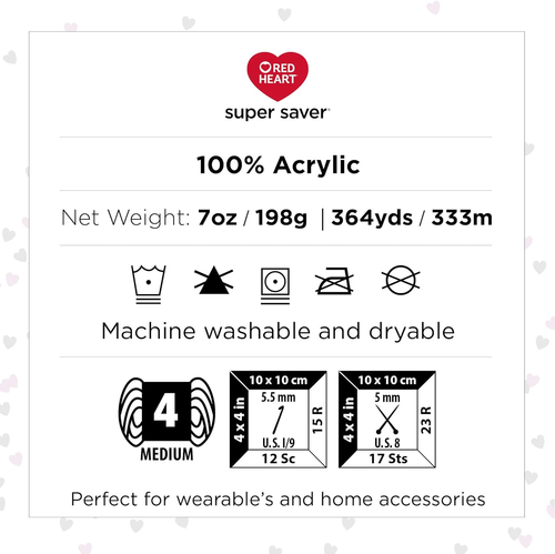 Red Heart Super Saver Pretty N' Pink Yarn - 3 Pack of 198G/7Oz - Acrylic - Picture 8 of 12