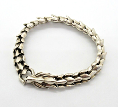DESIGNER Viking Bracelet 925 Sterling Silver Dragon Vintage Gothic Nordic COOL