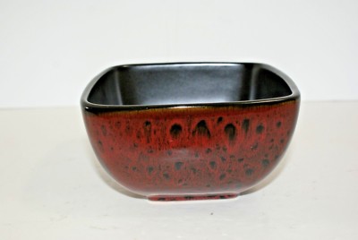 Soho Loft 6'' Square Cereal Soup Bowls Maroon Red & Black Leopard Spots New