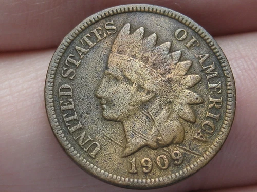 1909 P Indian Head Cent Penny- Philadelphia, Fine Details