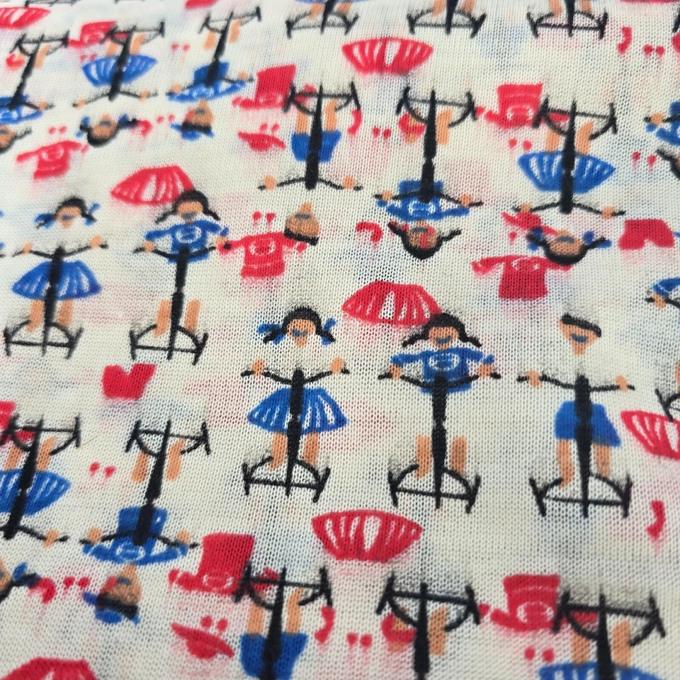 Vintage Knit Fabric 116"x152" Boys Girls Riding Trikes Print Stretches One Way - Image 2 of 4