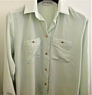 * LAURA BERLUCCHI * HELLMANDELGRÜN POLYESTER BLUSE * Langarm - Gr: