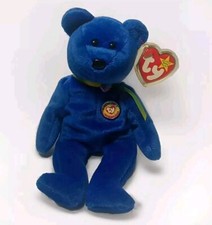 TY Beanie Baby 1998 "Clubby" The Bear" Retired Blue Plush Toy with Tag ~Mint~