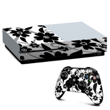 Xbox One S Console Skins Decal Wrap ONLY Black white Flower Print