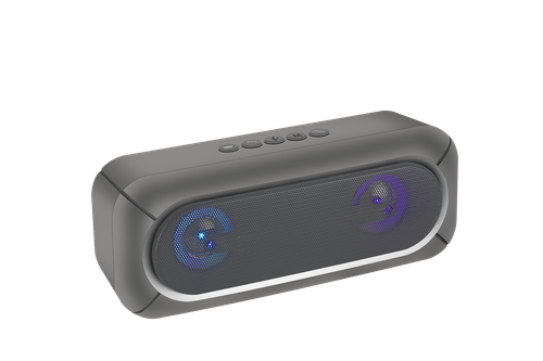 Laser Portable LED Bluetooth TWS FM AUX USB Speaker Grey - 第 1/4 張圖片