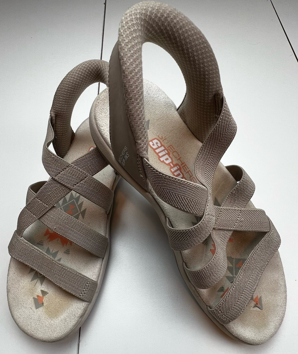 Skechers Reggae Slim Stretch Flex Taupe Women's Sandal Strappy