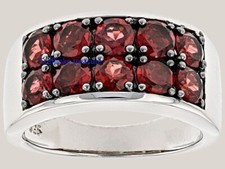 Natural Round Garnet Gemstones with 925 Sterling Silver Band Ring For Men 9466