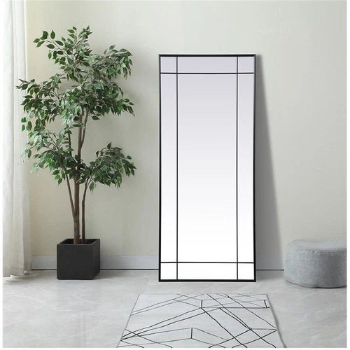 Elegant Decor Viola 30x70" Metal & MDF Panel Full Length Mirror in Black - Picture 2 of 9