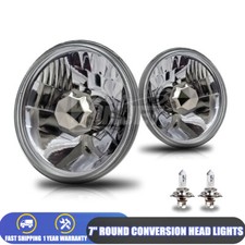 7round Conversion Head Lights Wlight Bulbs Chrome Clear Lens Replacements New 7round Conversion Head Lights Wlight Bulbs Chrome Clear Lens Replacements New