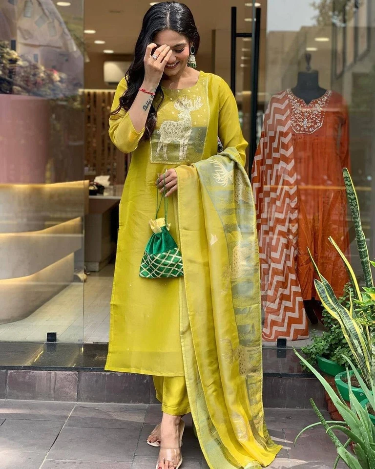 Terno punjabi Salwar kameez para eid punjabi Sharara terno punjabi feminino paquistanês - Imagem 4 de 4