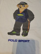 Vtg Polo Sport Ralph Lauren Bear Long Sleeve Shirt Med EUC Single Stitched EUC