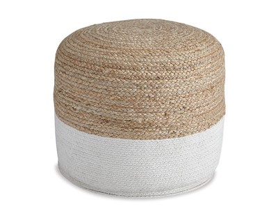 Signature Design by Ashley Casual Sweed Valley Pouf  Natural/White