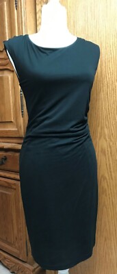 Robe Noire Sans Manches LOFT - Motif Tissé Décoratif, Taille XS, Occasion Très Bon État