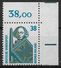 Bund 1989 ** Mi 1400 SWK 38Pf od krawędzi narożnej narożnik narożnik prawy górny (3648G)