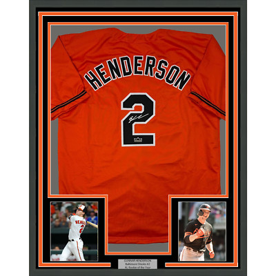 Framed Facsimile Autographed Gunnar Henderson 35x39 Baltimore Reprint Jersey